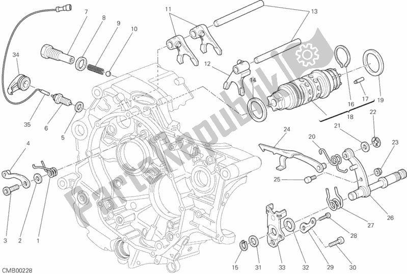 Wszystkie części do Krzywka Zmiany Biegów - Widelec Ducati Monster 696 ABS USA 2010
